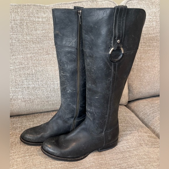 ✨FRYE Jamie Ring Tall Western Boots Stonewashed Distressed Black Women’s NWT - Picture 2 of 14